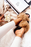 Slippers with Natural Fur Camel Naturimo