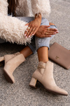 Women's ankle boots with zipper closure eco suede light beige Bonucci