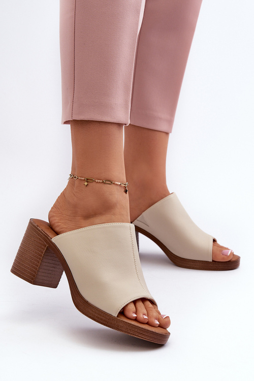 Elegant Light Women's Sandals with Heels Beige Varnila