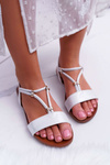 Women's Flat Sandals With Straps And Zircons Silver Madeline