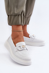 White Women's Leather Moccasins with Platform S.Barski LR720