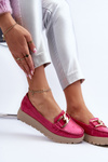 Zazoo Leather Platform Moccasins with Decoration Fuchsia