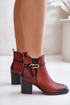 Women's Heeled Ankle Boots with Insulation and Strap Brown Zinithia
