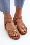 Women's High Heel Sandals in Brown Eco Leather Assames