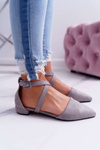 Women's Ballerinas Grey Suede Pointed Medena