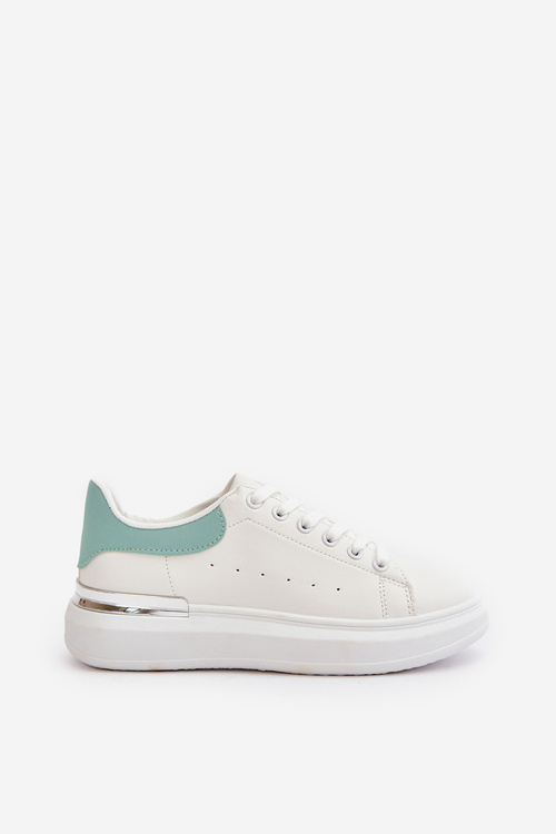 Low Women's Sneakers On Platform Made Of Eco Leather White-Green Nevelena