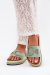 Women's Platform Slippers With Decoration Green Daphira