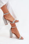 Shiny Women's Heeled Sandals Silver Kavina