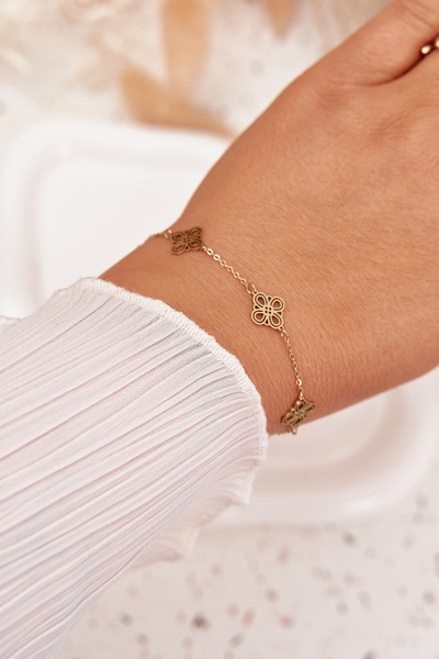 Bransoletka Damska Zawieszkami Stal Nierdzewna Złota