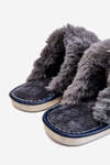Men's Warm Slippers With Fur Navy Aron 
