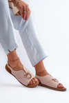 Flat Women's Sandals With Gold Decoration Vinceza 17319 Light Pink
