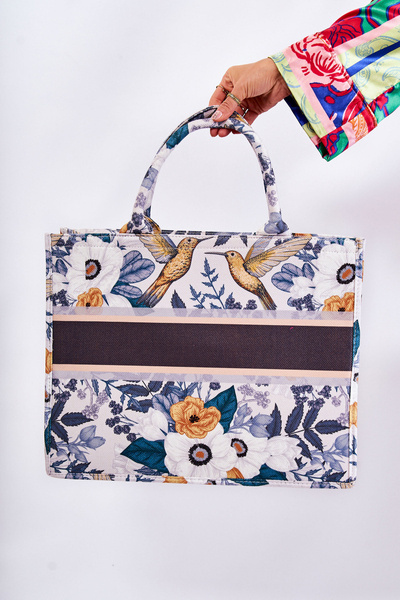 Large Classic Purse In pattern White and green Micola