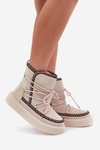 Women's Snow Boots With Embroidery On Platform Light Beige Naleris