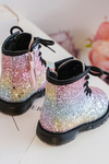 Kids Sparkly Furry Lined Boots with Zipper Multicolor Saussa