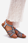 Women's Flat Sandals With Woven Straps Blue Artiker 56C1325