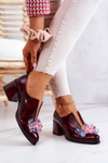 Leather Mosaic Shoes With Decoration Burgundy Delaver