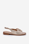 Elegant Sandals With Decoration On Flat Heel S.Barski KV51-003 Gold