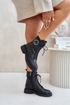 Leather Ankle Boots Workers Insulated With Zipper Black Elosie
