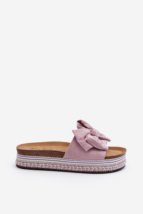 Women's Platform Sandals with Bow Purple Evatria