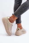Women's Leather Platform Sneakers Beige Gatira