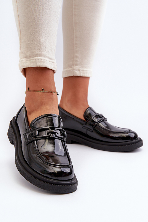 Black patent leather women's moccasins Keelana