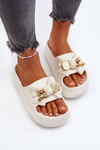 Women's White Foam Flip Flops with Bow Salessa