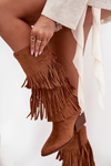 Insulated Cowboy Boots Women's With Fringes Camel Brivina