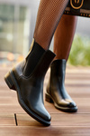 Women's Low Leather Boots Ankle Boots Black Tyber
