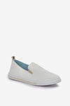 Slip-on eco leather women's sneakers with inscription light beige Zalinne