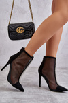 Fashionable Women's Stiletto Boots With Mesh Black Rummi