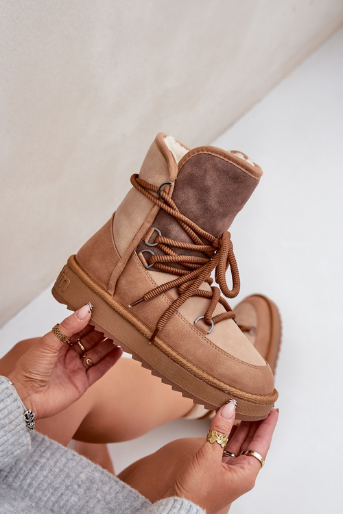 Damskie Śniegowce Z Wiązaniem Na Platformie Camel D.Franklin DFSH370013