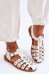 Women's Flat Sandals With Zircons White Ascot