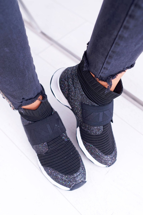 Women's Sports Shoes Lu Boo With Sock Black Brocade Phantom