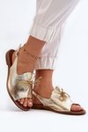 Zazoo 2898 Leather Flat Sandals Gold