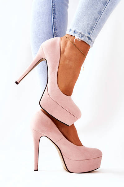 Classic Suede Platform Stilettos Beige Silly