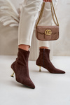 Women's Stiletto Boots Eco Suede With Pointed Toes Brown Irithare