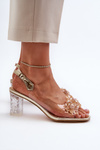 Transparent sandals on a stiletto with golden ornaments D&A MR38-D1