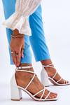 Leather Fashionable Women's Sandals Heels White Primma
