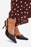 Patent Court Shoes With Open Heel And Straps Black Ravira
