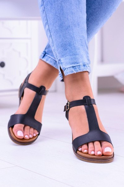 Black Women's Flat Sandals Sunnyside