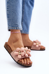 Women's Pink Embellished Slippers Bunlia