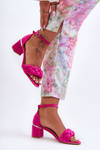 Women's Suede Sandals with a Braid Fuchsia Essenza 