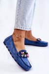 Women's suede loafers with decorations blue Janetta