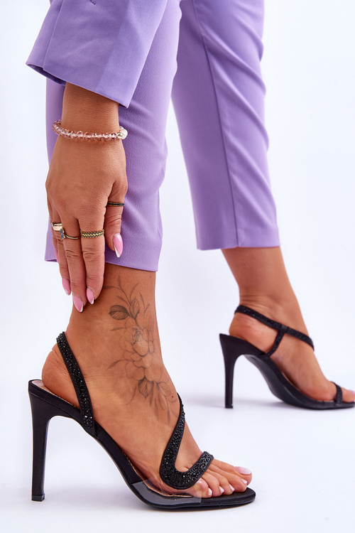 Elegant Slip-on High Heel Sandals Black Colima