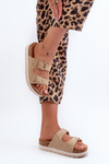 Women's Platform Sandals with Buckles Eco-Suede Beige Ursila