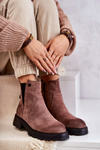 Suede Warm Boots On A Flat Heel Bright brown Salome
