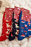 Men's Cotton Christmas Socks Navy Patterns