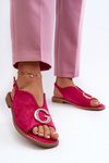 Elegant Women's Sandals with Eco Suede Decoration S.Barski KV27-058 Fuchsia