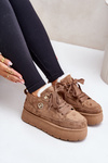 Fleece Lined Women's Platform Sneakers Brown Velarisea