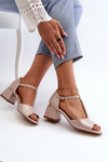 Women's block heel sandals with decorative strap eco leather Golden Obivena